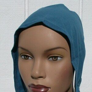 Teal Blue Cotton Tie Back Bonnet